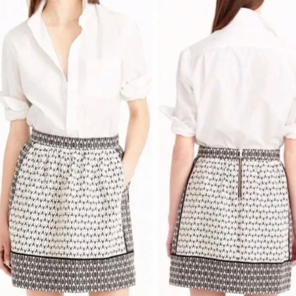 JCrew high waisted black and white geometric skirt